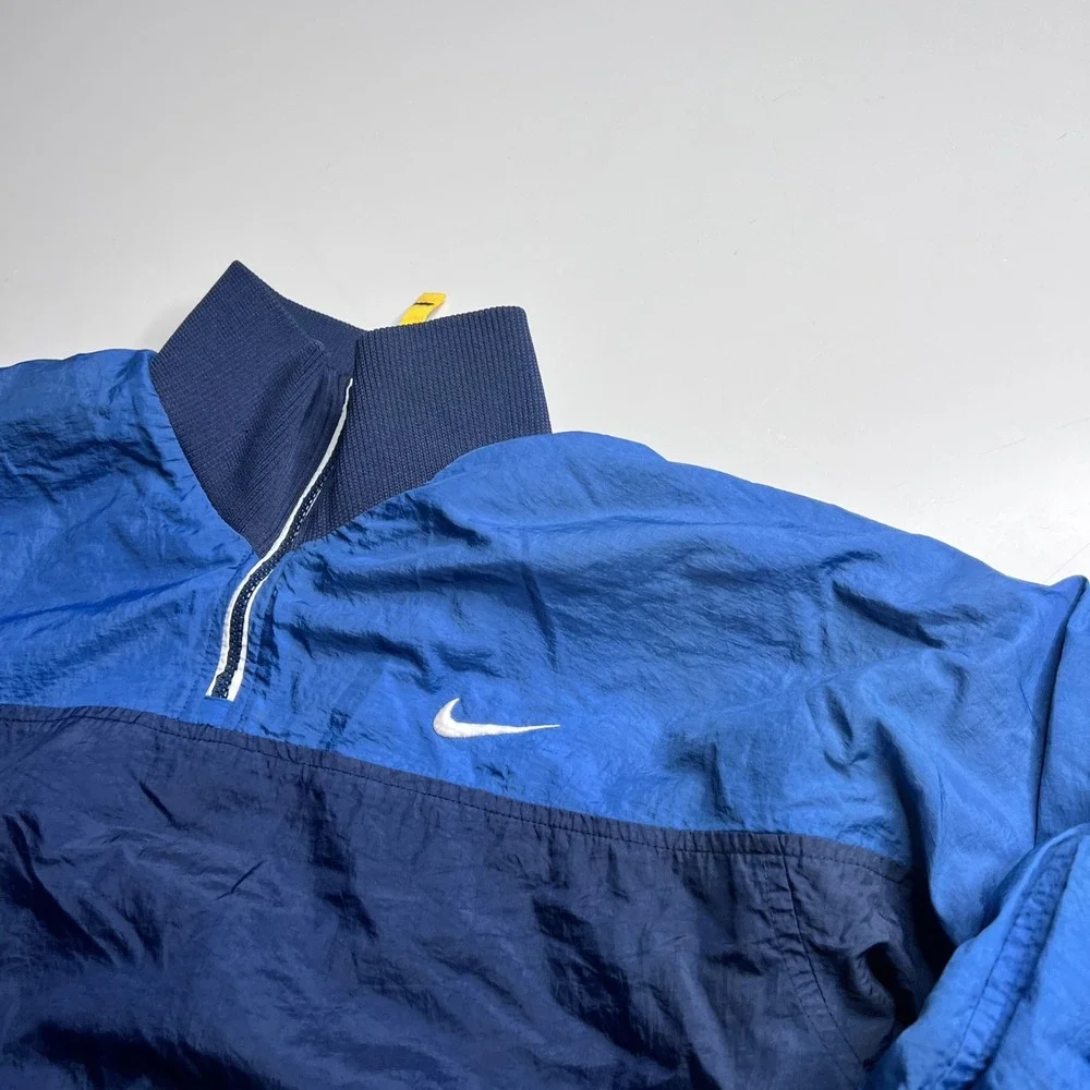 Vintage Nike Reversible Windbreaker Jacket Kids Large 14-16 Yellow Navy Blue Zip